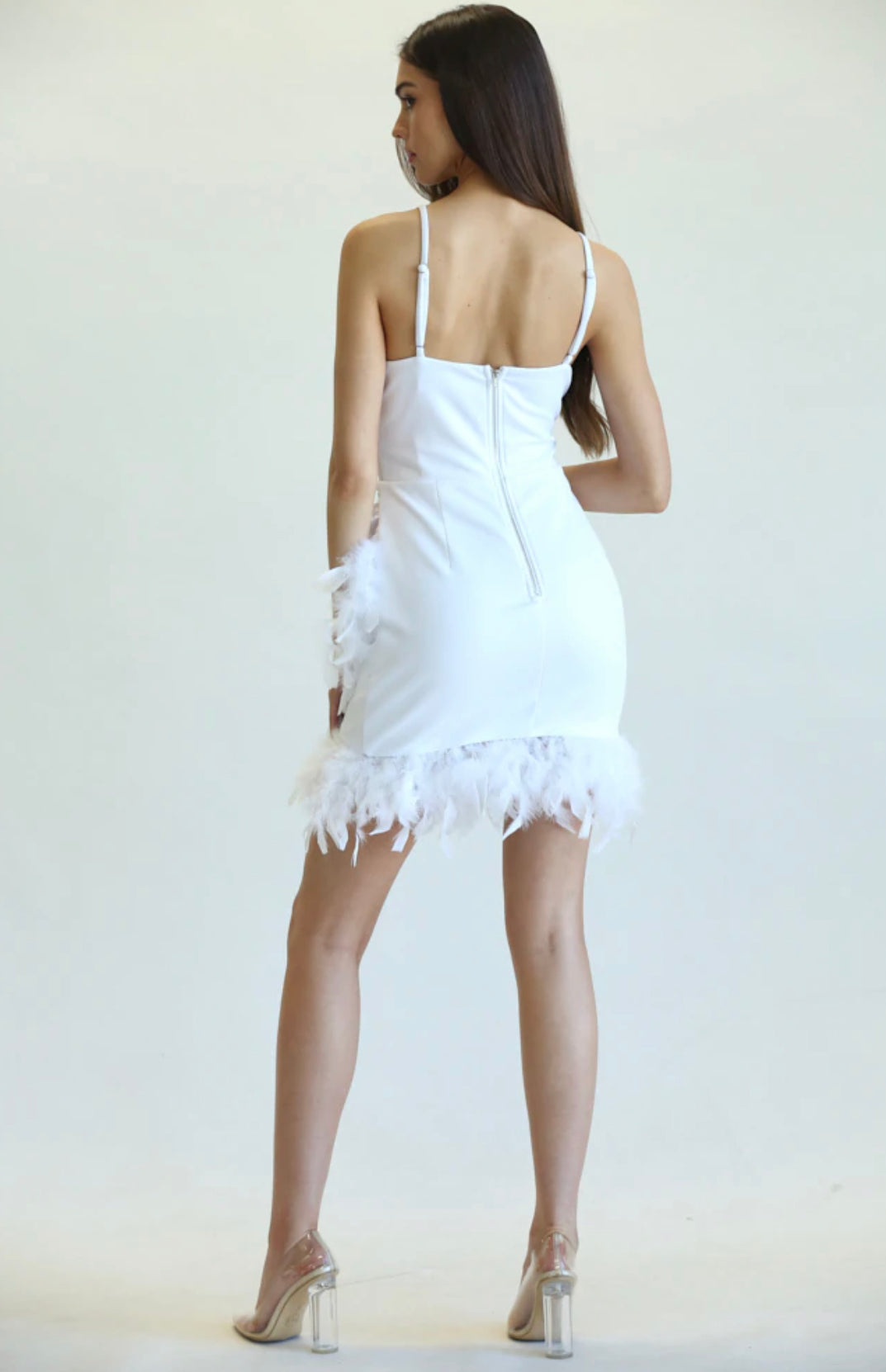 Corset White Feathers Mini Dress