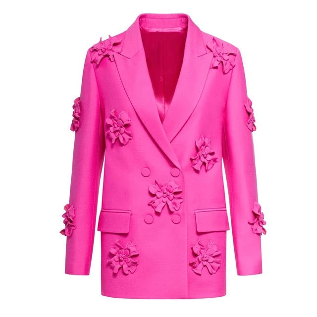 Pink Flowers Blazer & Pants Sets