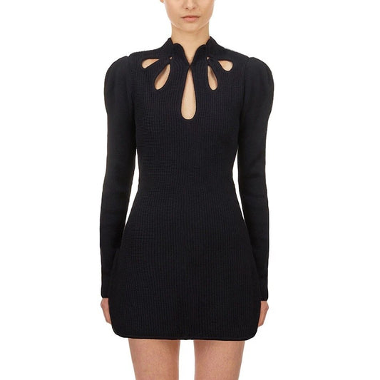 Turtleneck Hollow Out Mini Dress