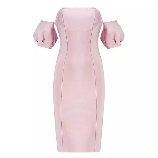 Off Shoulder Pink Berlin Midi Dress