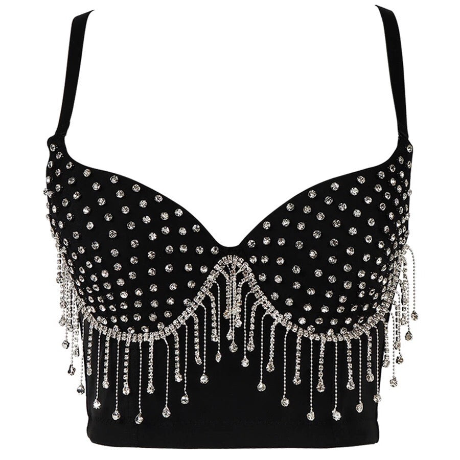 Crystal Tassel  Bustier Crop Top