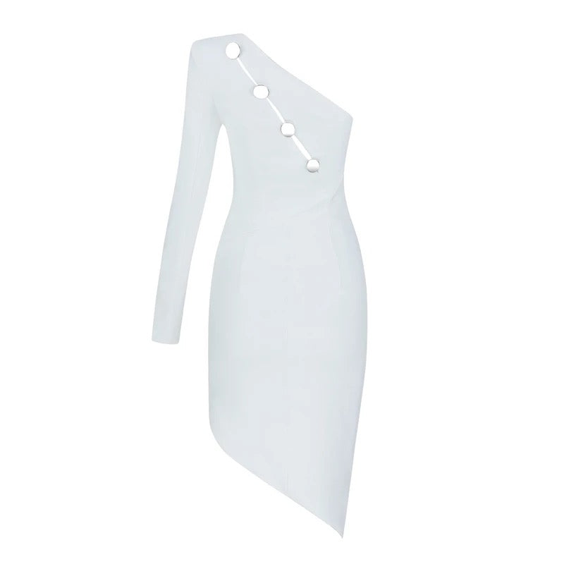 Adi Cutout One Shoulder White Dress