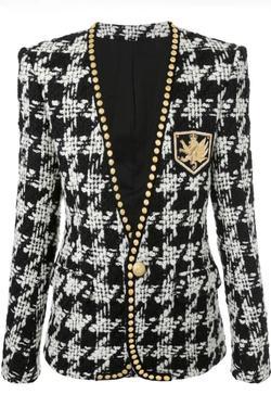 Houndstooth Studded Blazer