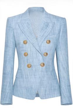 Denim Gold Button Blazer