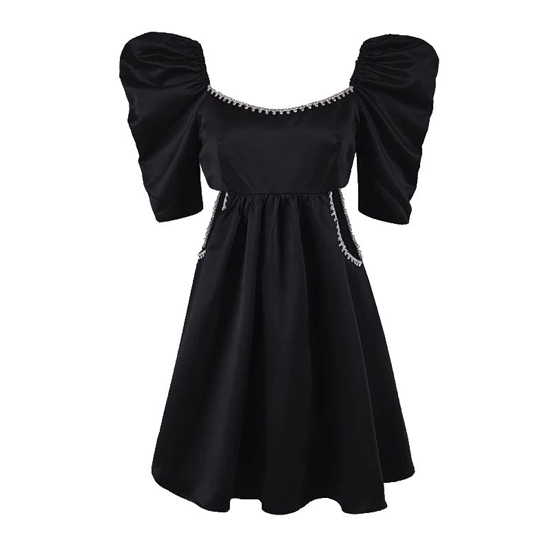 Black Crystal Hollow Out Dress