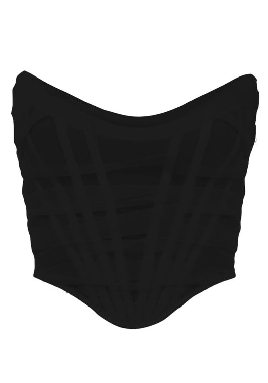 Christina Black Mesh Bustier Crop Top