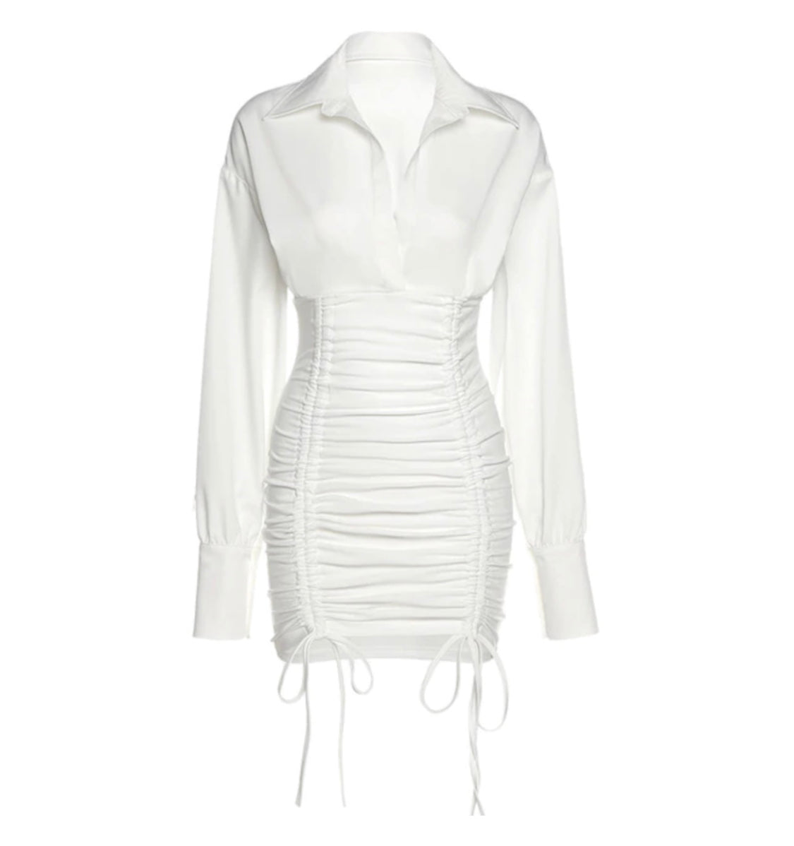 White Drawstring Marie Dress