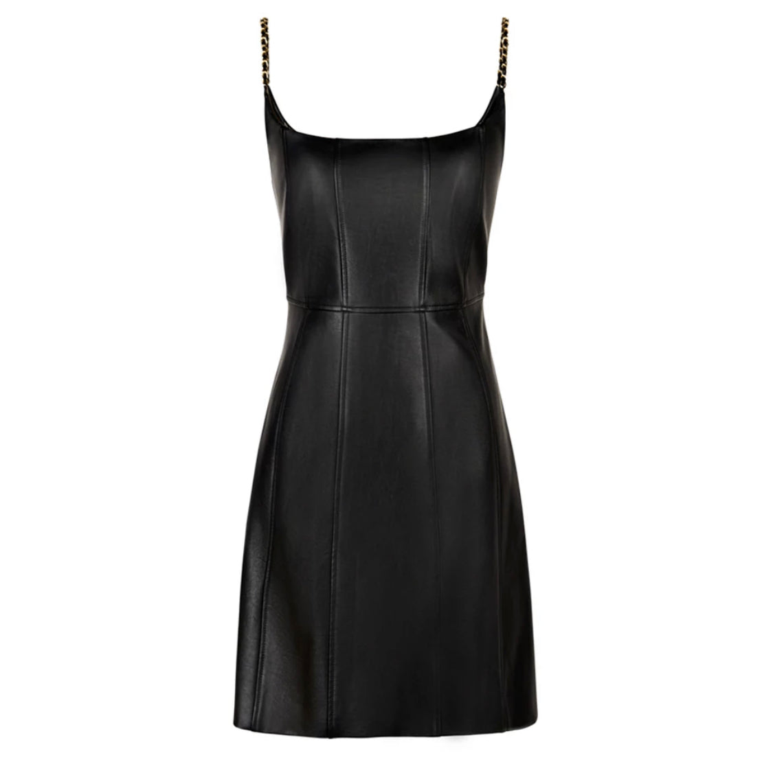 Black Isabelle Strap Leather Dress