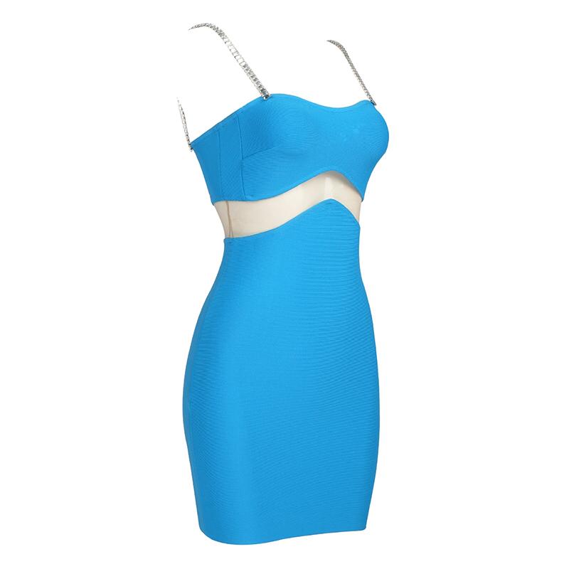 Crystal Strap Blue Mini Dress