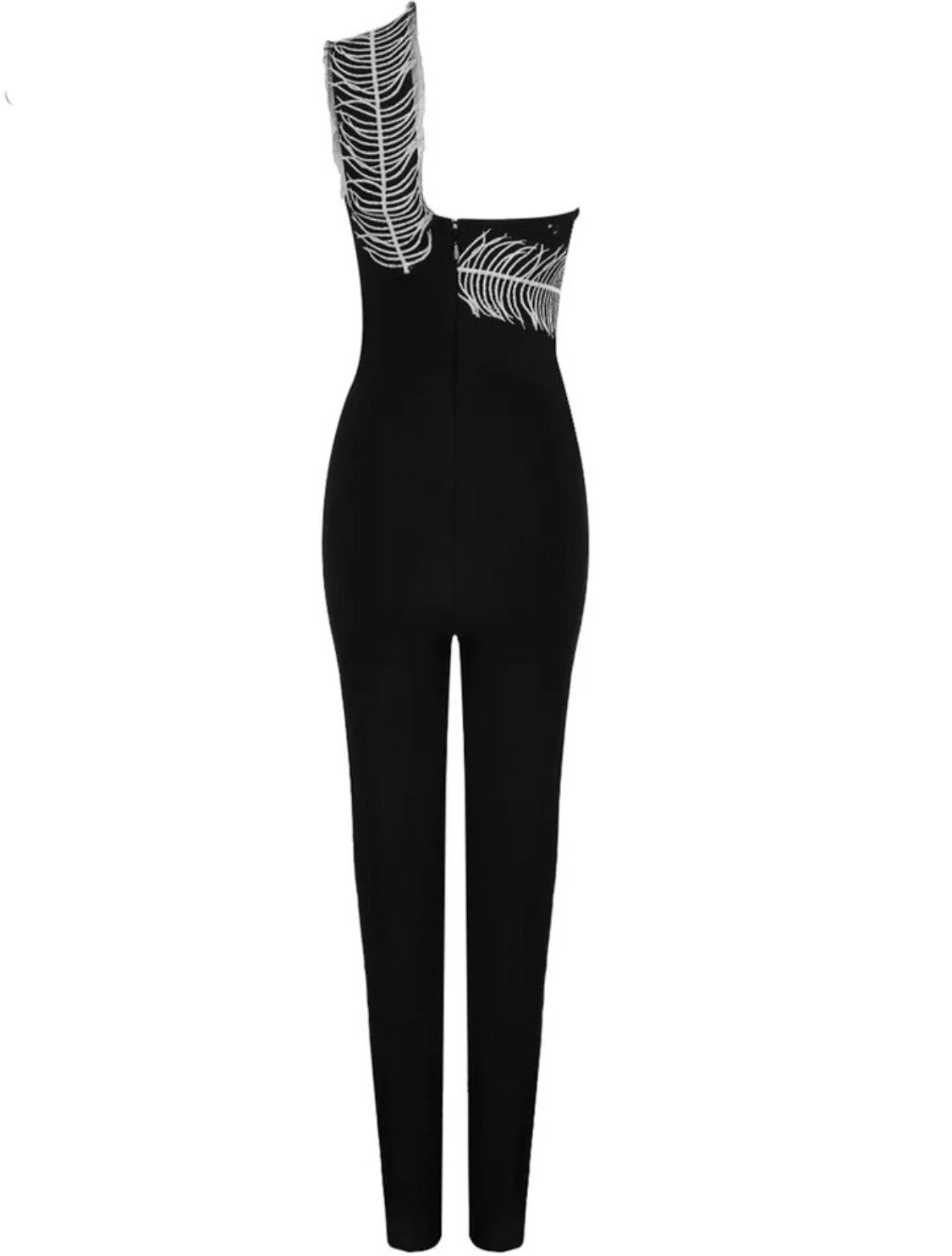 Black & White Strap One Shoulder Jumpsuit