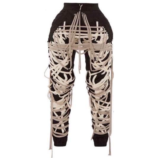 Black Kay Lace Up Pants