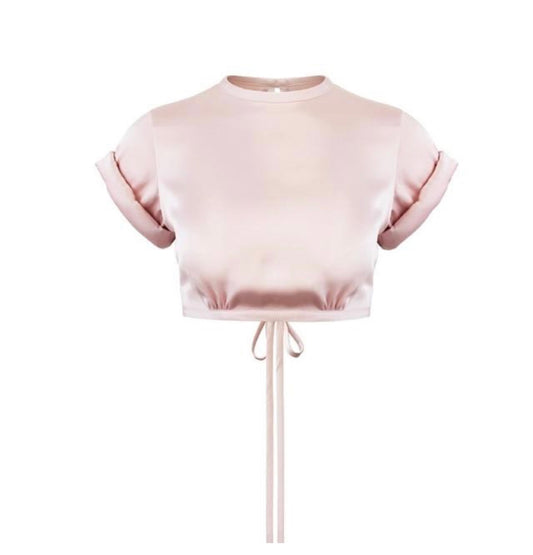 Satin Pink Crop Top