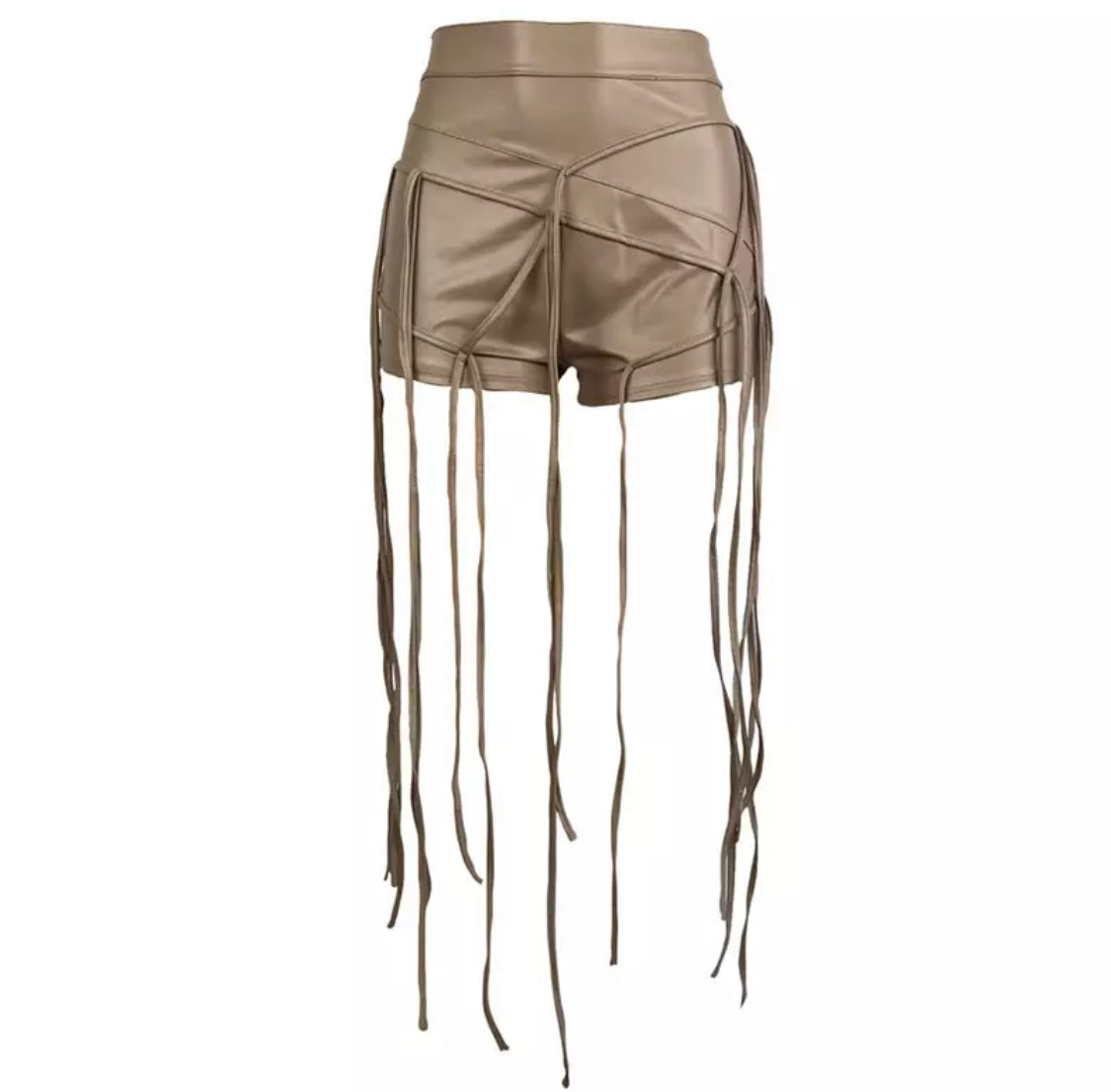 Khaki Leather  Ivy Shorts