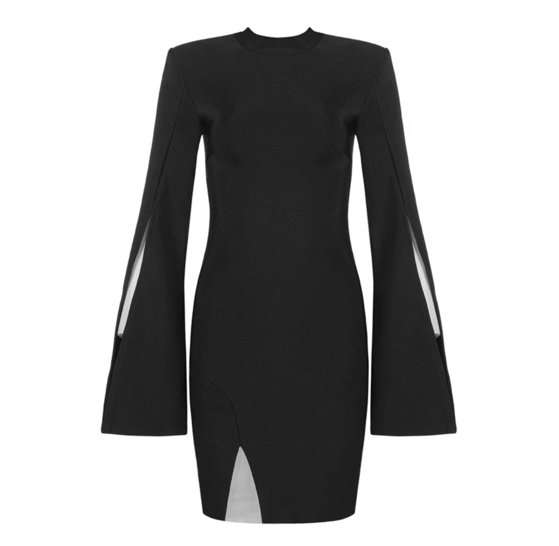 Black Split Sleeves Mini Dress