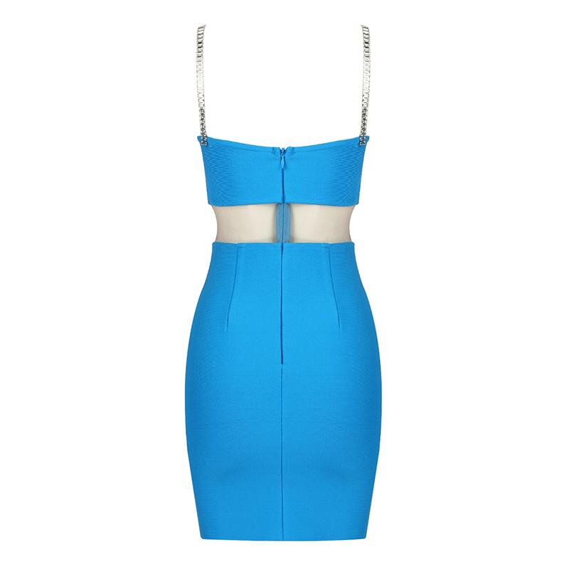 Crystal Strap Blue Mini Dress