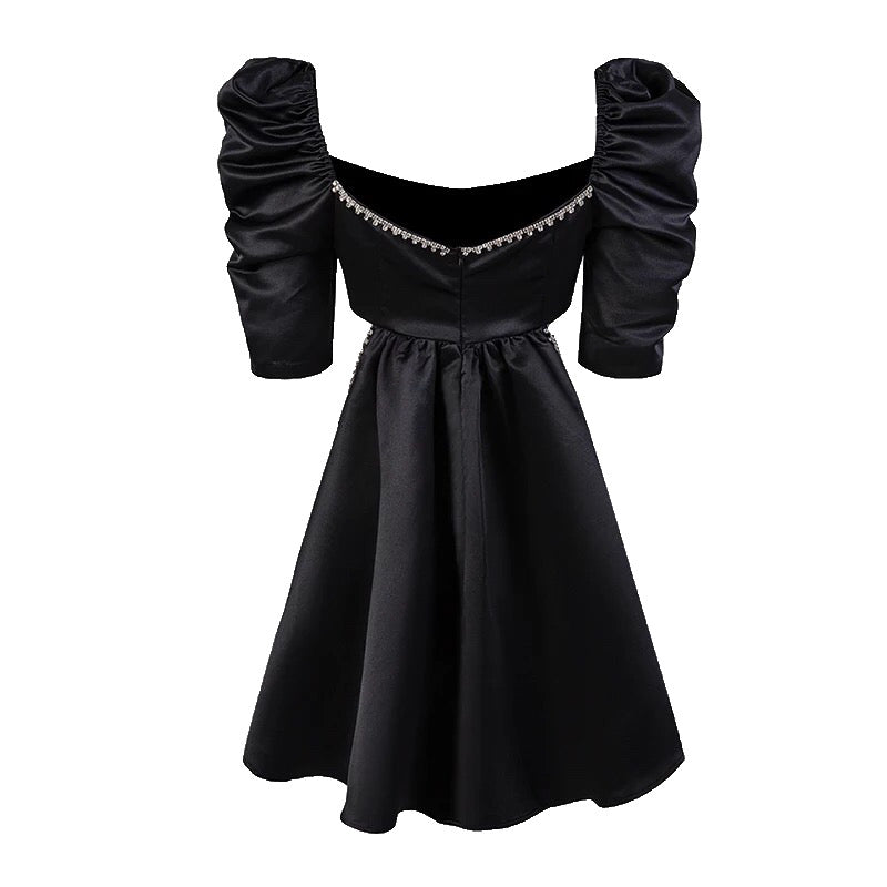 Black Crystal Hollow Out Dress