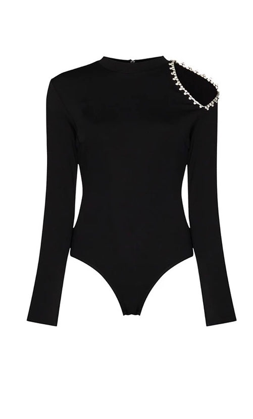 Black Hallow Out Bodysuit