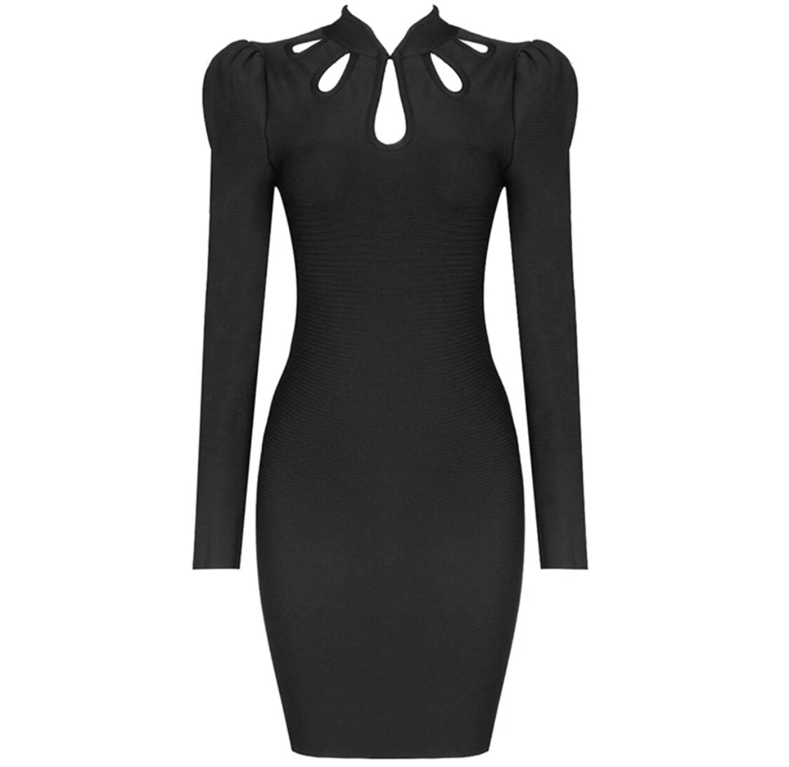 Turtleneck Hollow Out Mini Dress