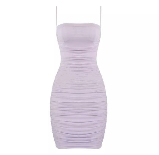 Mesh Strap Lavender Mini Dress