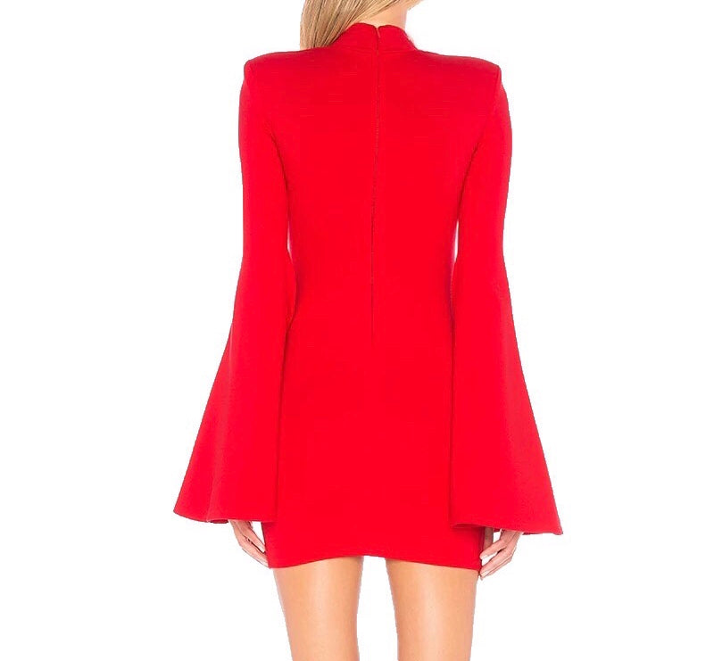 Red Split Sleeves Mini Dress