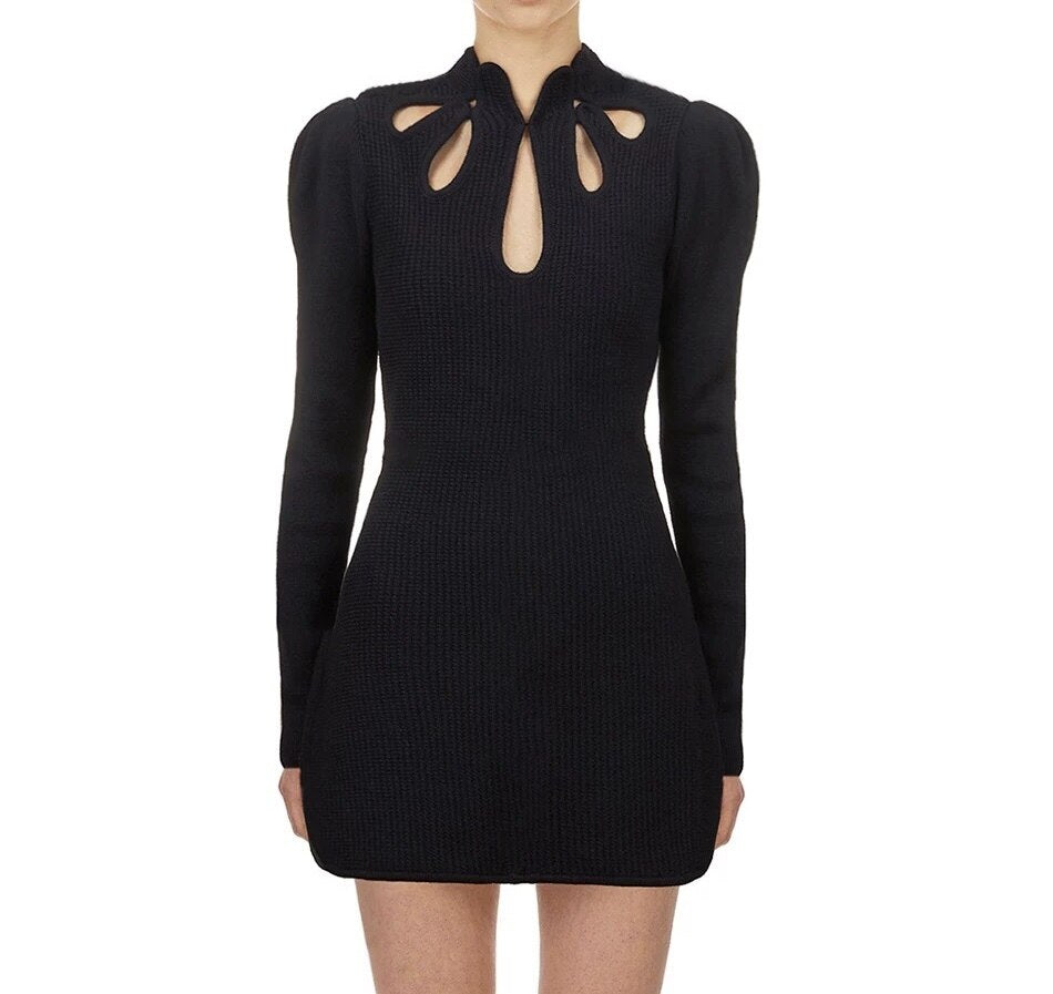 Turtleneck Hollow Out Mini Dress