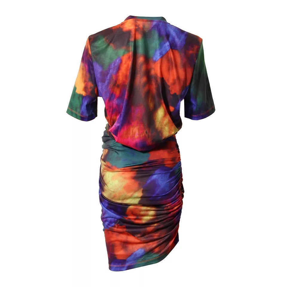 Colorful Dye Top And Drape Skirt Sets