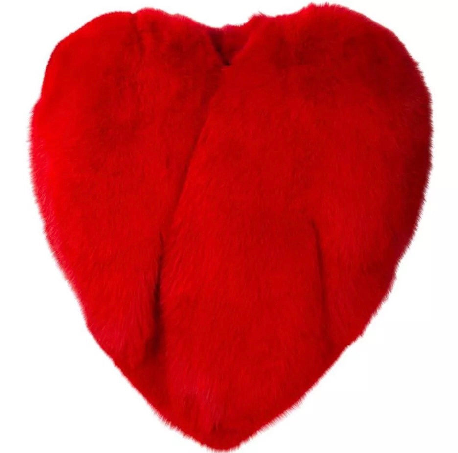 Thick Faux Fur Red Heart Cape