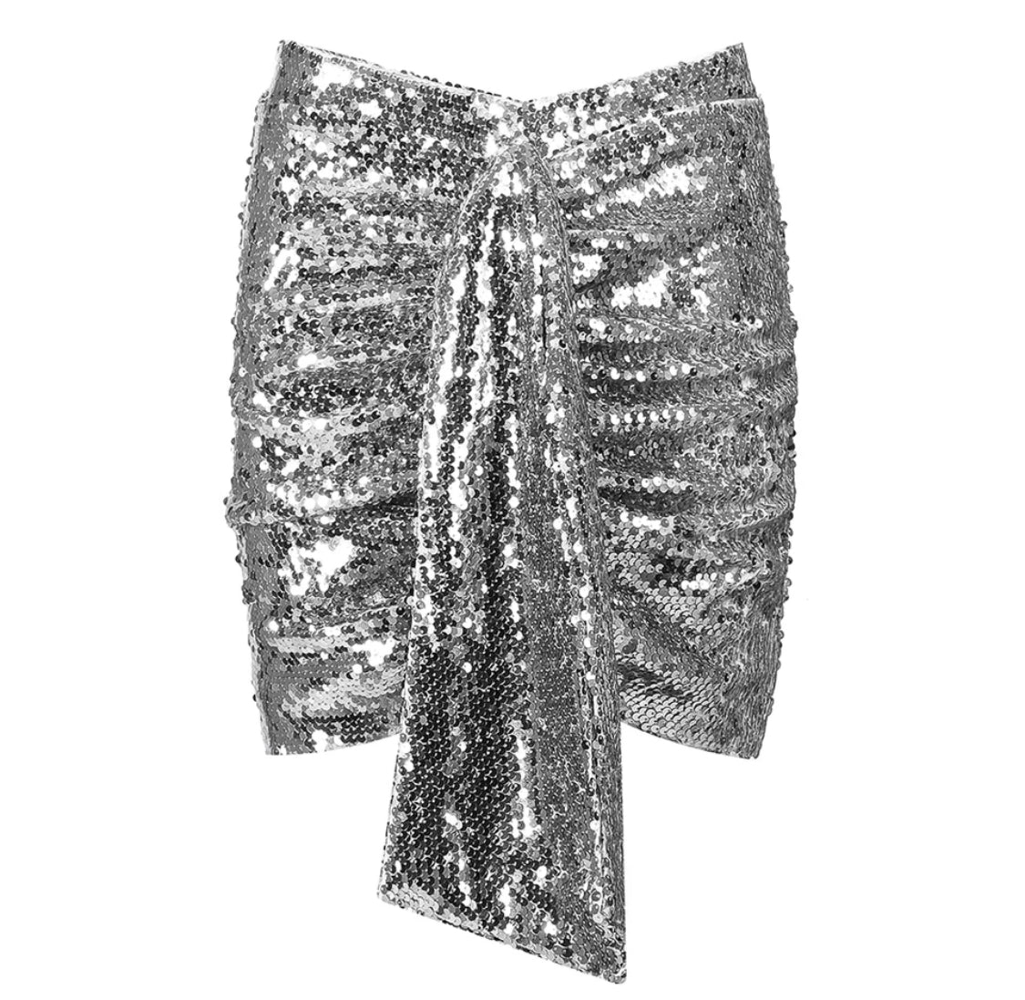 Silver Sequin Mini Skirt