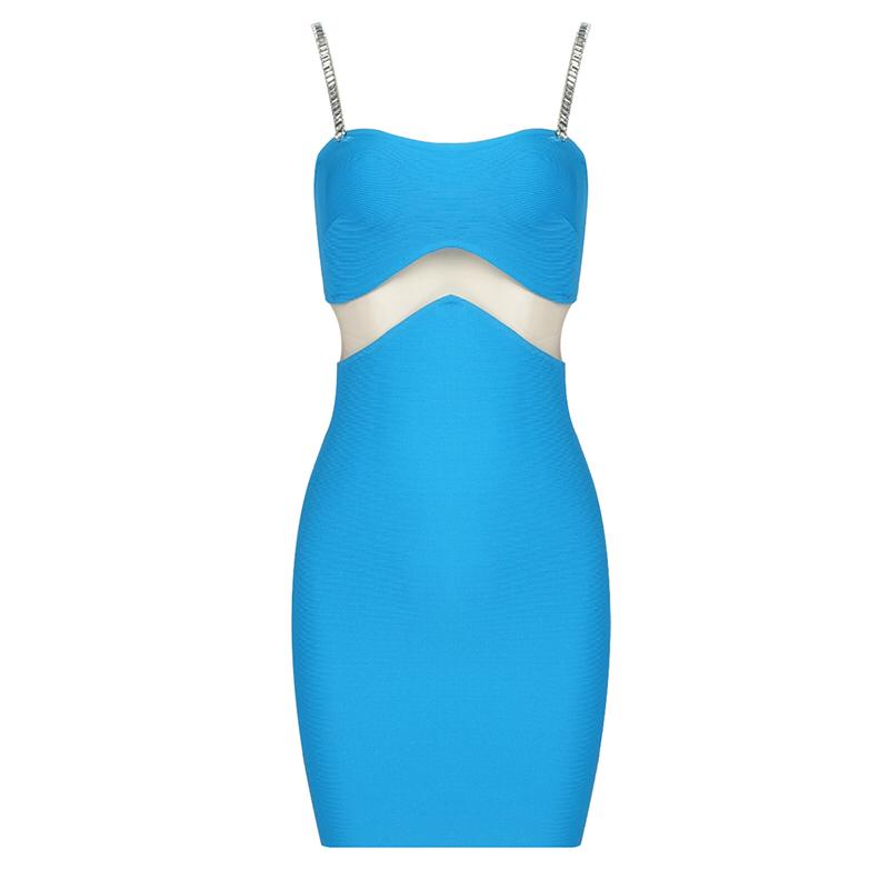 Crystal Strap Blue Mini Dress