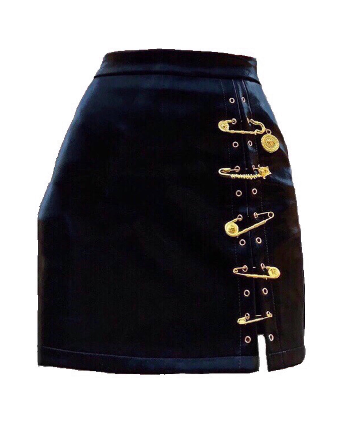 Black Gold Pins Mini Skirt