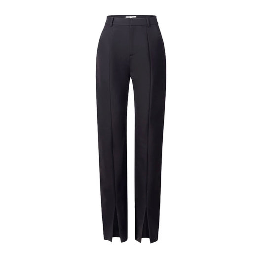 Black Tailored Elastic Pencil Split Pants