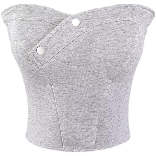 Luna Grey Bustier Crop Top