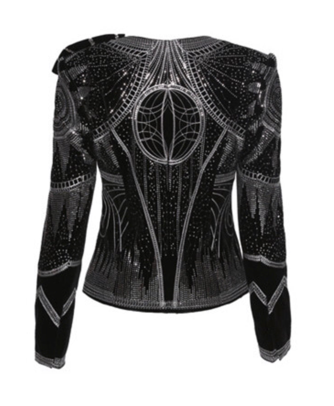 Black Velvet Sequin Crystal Bow Jacket