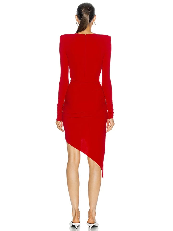 Christina Red Draped Dress