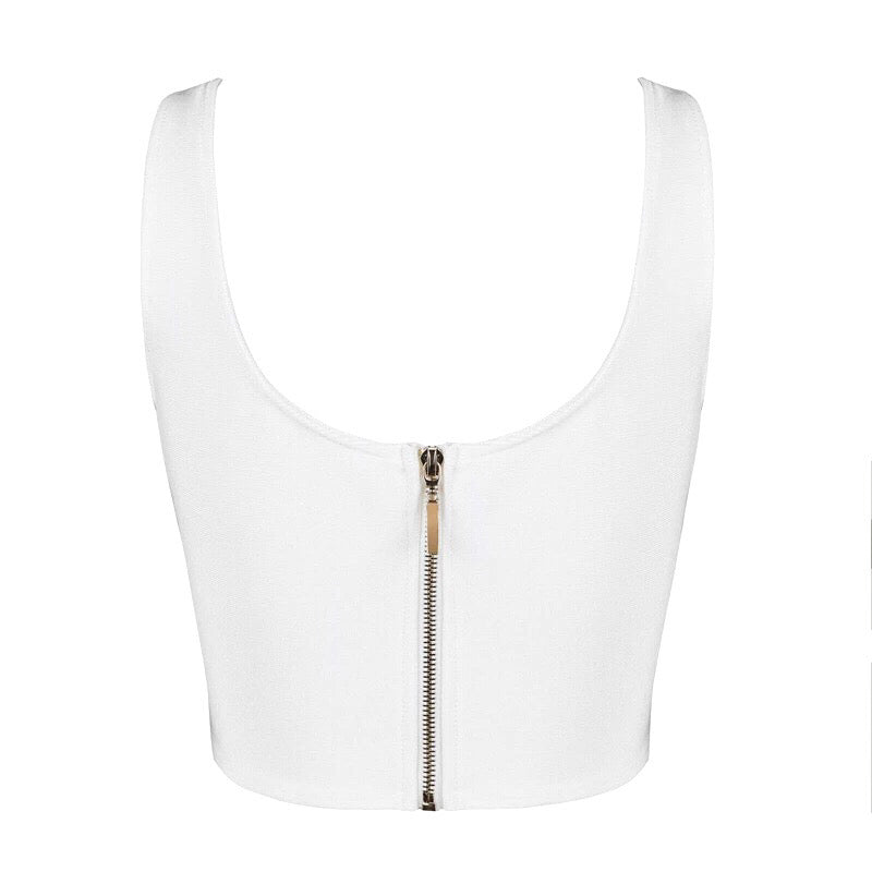 Christina White Bustier Crop Top