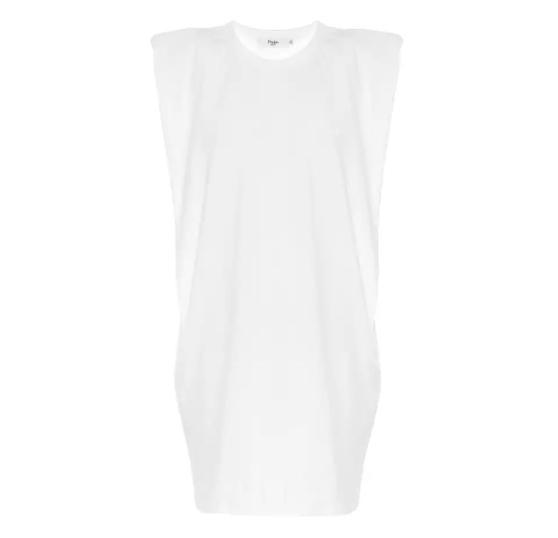 Shoulder Pad White T’ Shirt Mini Dress