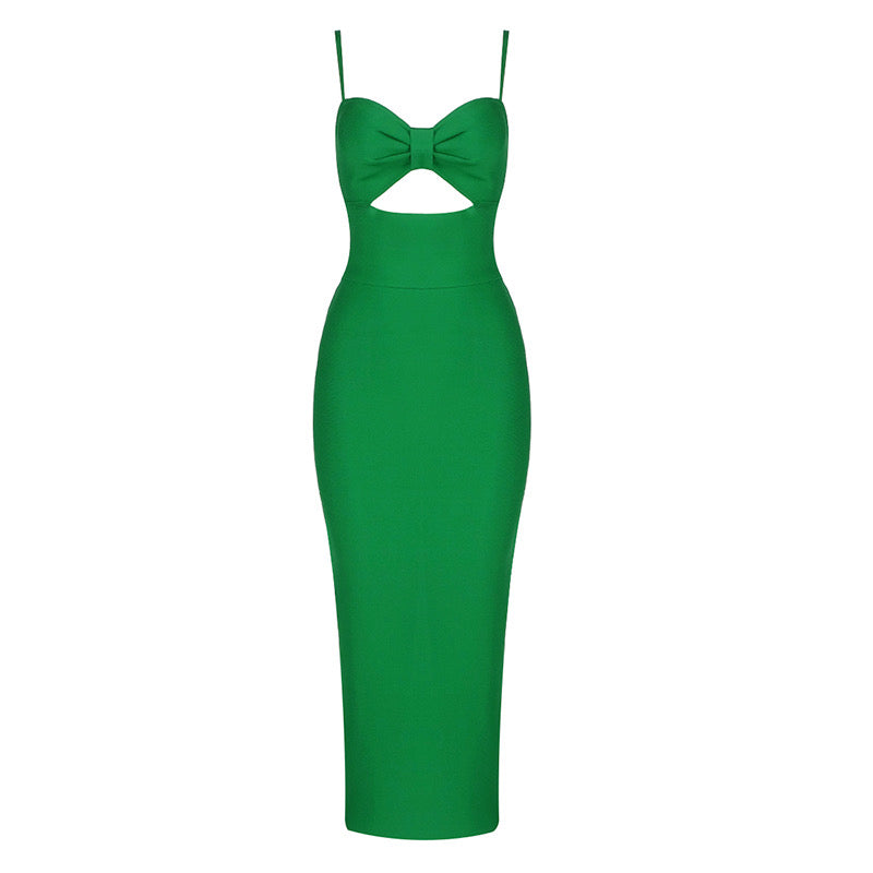 Cutout Strap Green Dress