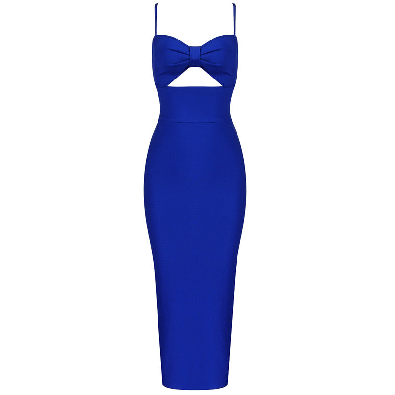 Cutout Strap Blue Dress