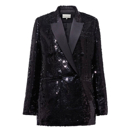 Black Sequin Boyfriend Blazer Mini Dress