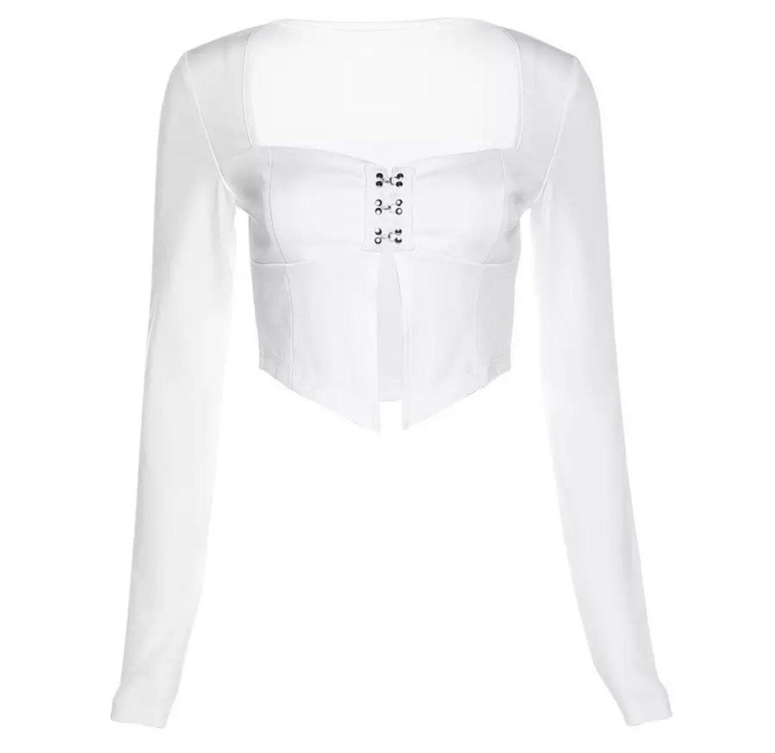 Ivy White Hook Split Crop Top