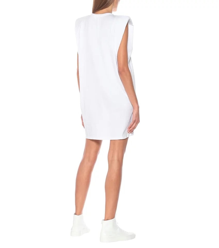 Shoulder Pad White T’ Shirt Mini Dress