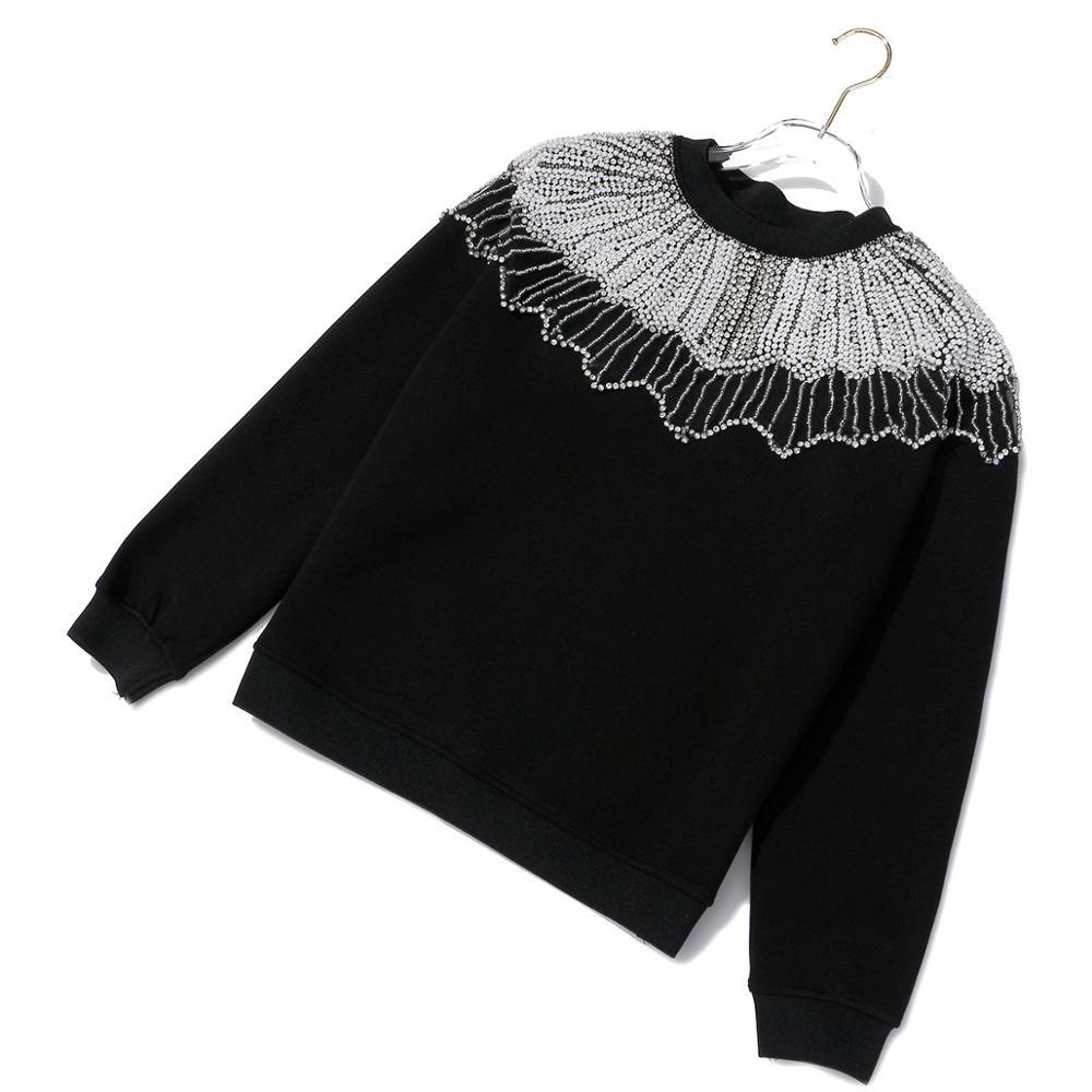 O-neck Handmade Beading Sweatshirt