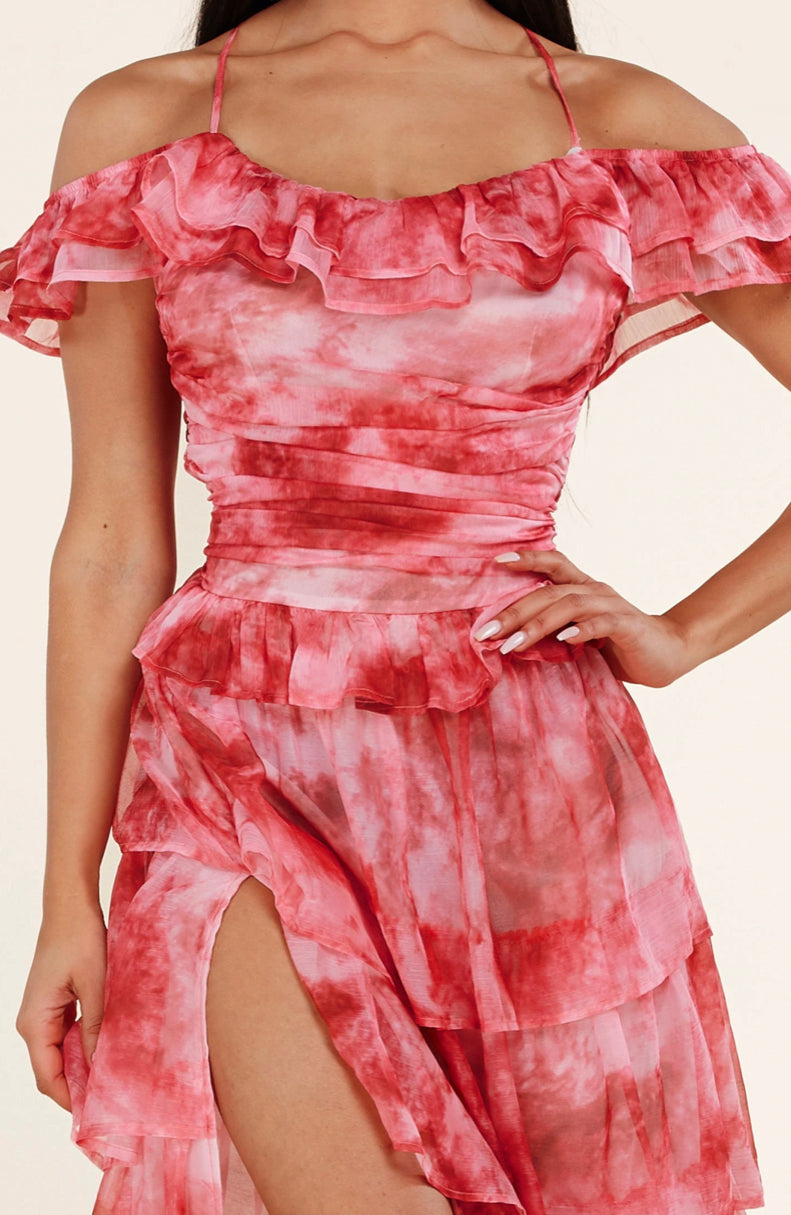 Split Ruffled Floral Dress