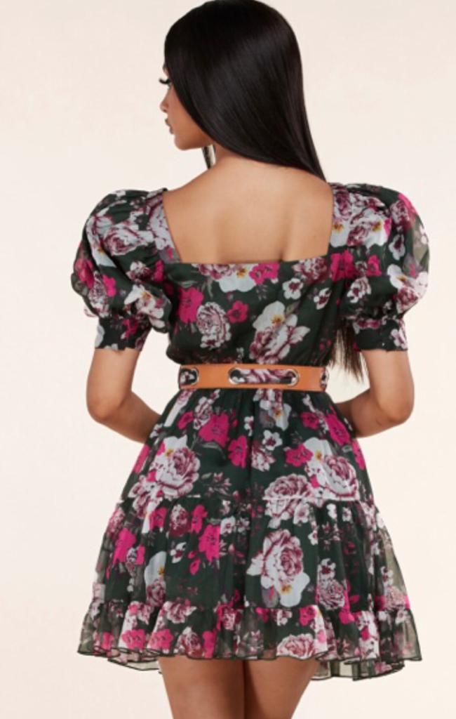 Multi Prints Belted Dress