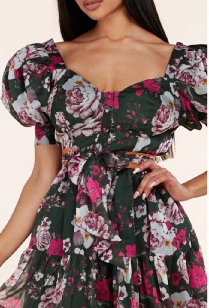 Multi Prints Belted Dress