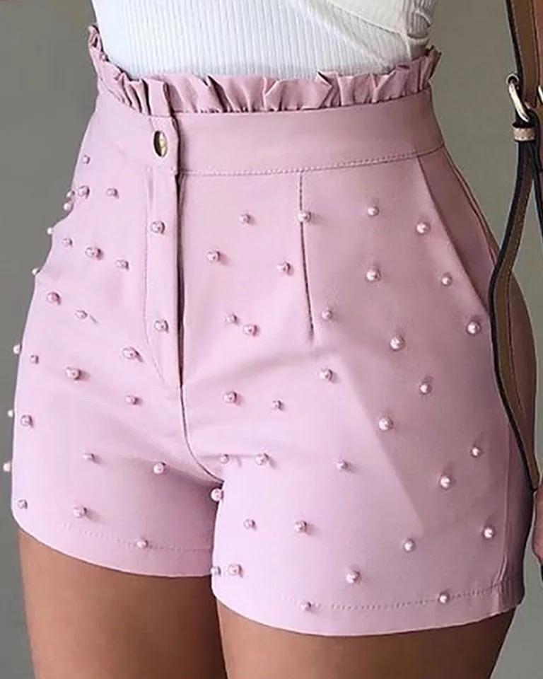 HIGH WAIST BEADED SHORTS