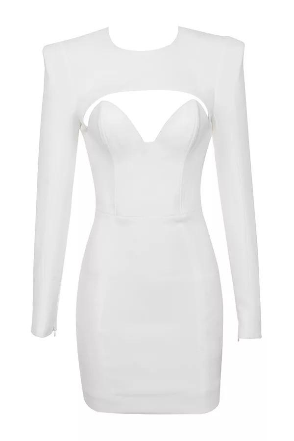 KYLIE CUTOUT MINI WHITE DRESS