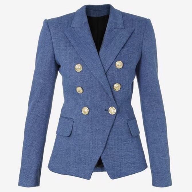 Double Breasted Gold Buttons Blazer