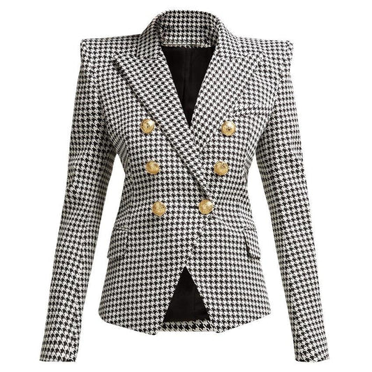 Houndstooth Gold Button Blazer