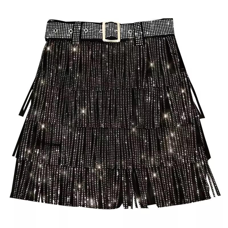 Tassel Diamond Mini Skirt